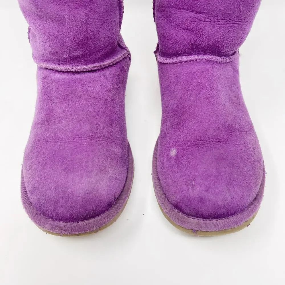 UGG Womens 5 Classic Short Boots Purple Ruby Suede Leather Cozy Lounge Warm Soft